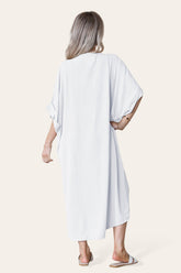 Black Womens V-Neck Tie Knotted Twisted Front Oversized Longline Midi Dress For Women ONE SIZE UK FIT (10 TO 20) - Dropwear